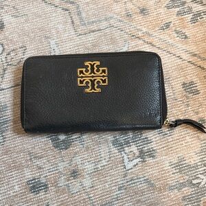 Tory Burch Black Wallet with Gold Logo